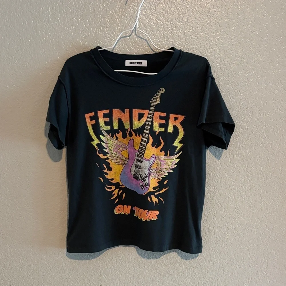 Fender Black Tee with Colorful Guitar Graphic - Picture 2 of 7